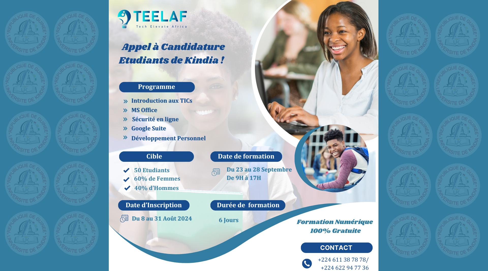 APPEL A CANDIDATURE A L’ATTENTION DES ETUDIANTS ET ELEVES DE KINDIA